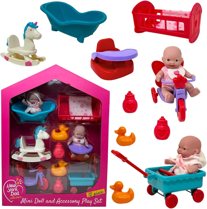 Mini juego de muñecas de bebé, juego de muñecas pequeñas con acceso...