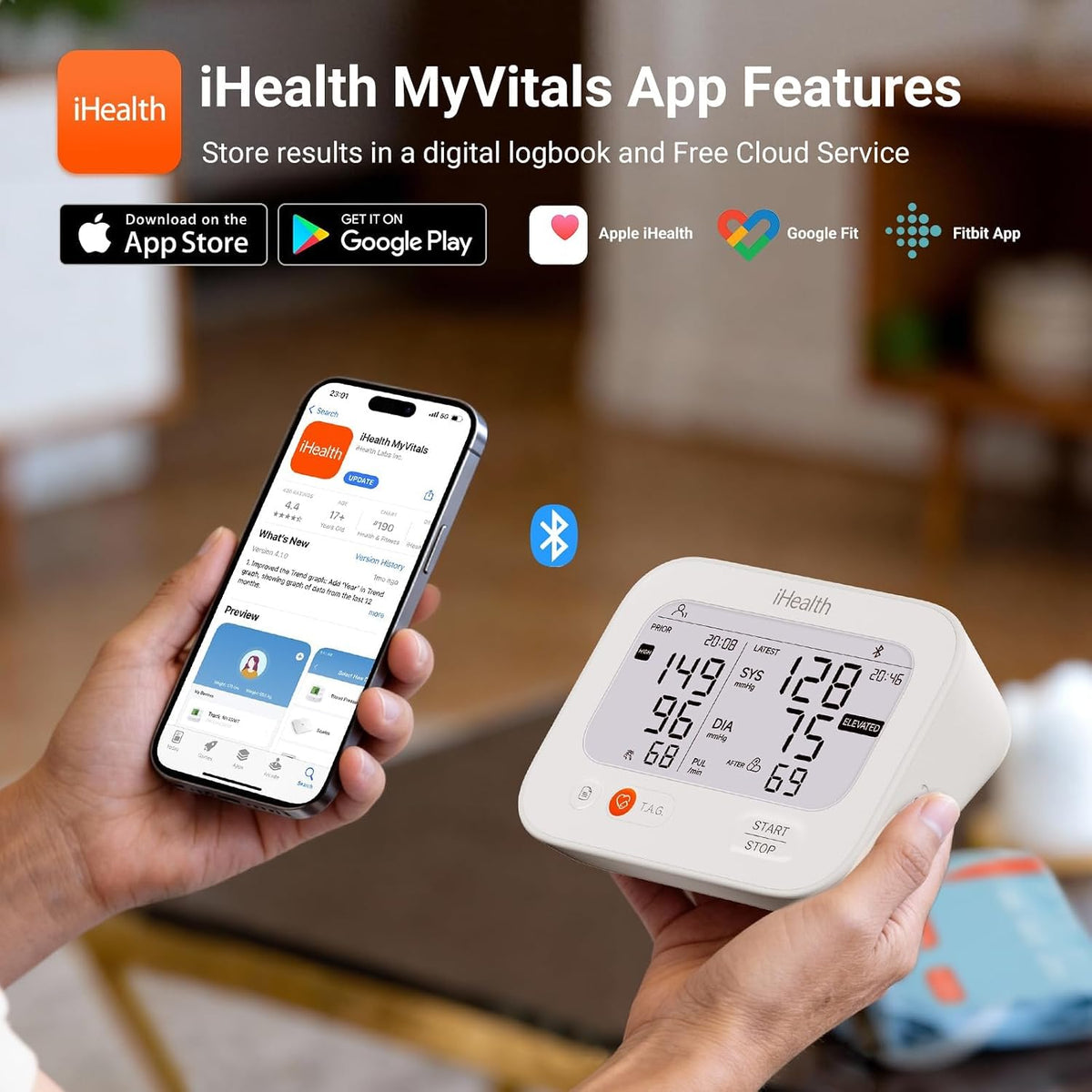 iHealth Jurni Smart - Monitor de presión arterial recargable, pantalla