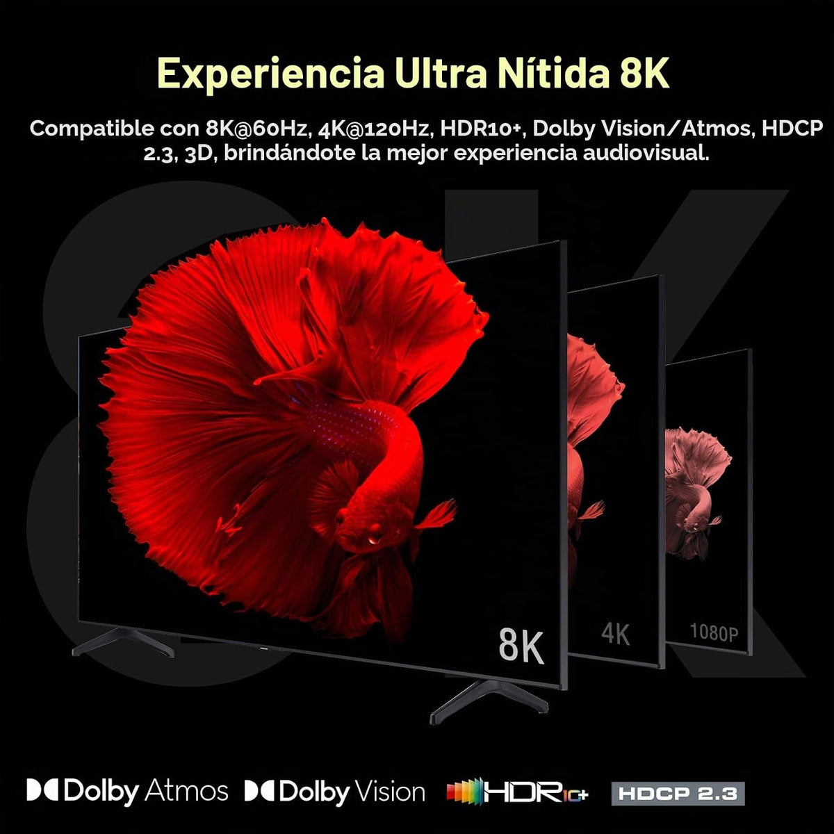 ROOFULL Interruptor HDMI 2.1 de 8K con 4 puertos 4 en 1 salida 8K@60Hz 4K@120Hz Selector de interruptor HDMI con control remoto Soporte 48Gbps HDR 10+ Dolby Vision/Atmos HDCP 2.3 CEC para PS5 4 Pro