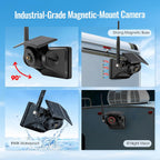 Sistema de cámara de respaldo inalámbrico solar magnético, pantalla táctil IPS DVR de 10.1 pulgadas, 2 cámaras de visión trasera + 2 cámaras de visión nocturna lateral para enganchar remolque