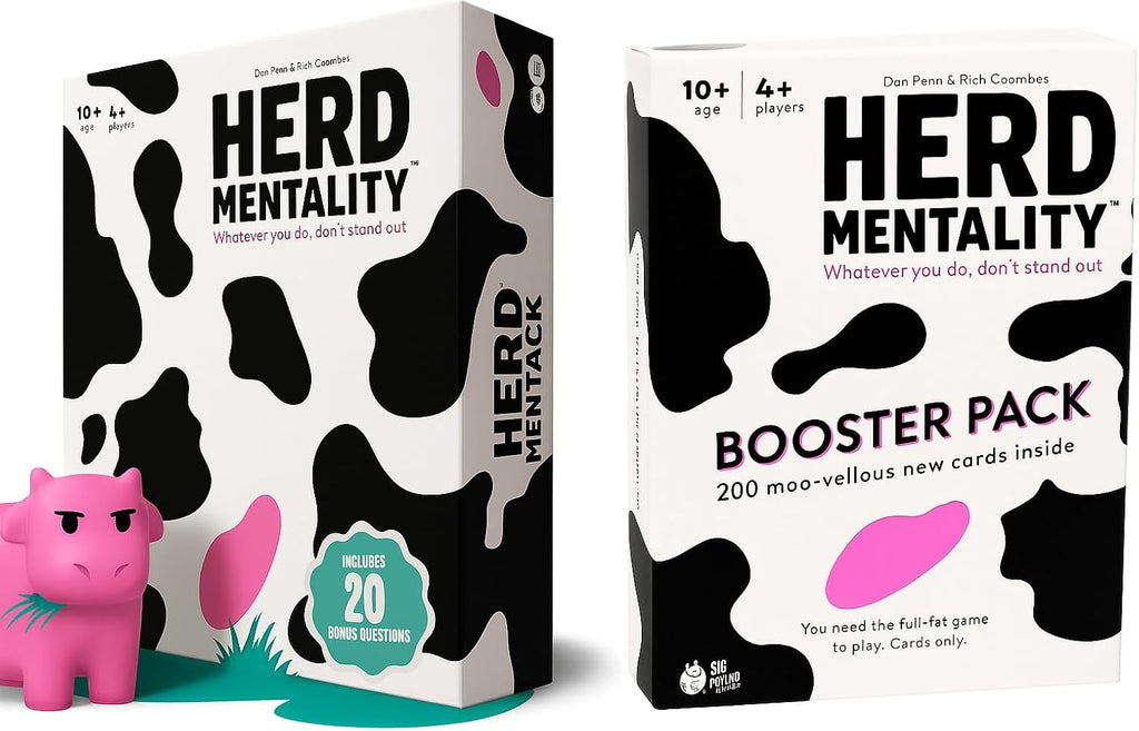 Juego de mesa familiar Herd Mentality + paquete de expansión | Divertido juego de fiesta para adultos, adolescentes y niños | Fácil de aprender, ideal para grupos grandes, diversión familiar y noche de juegos
