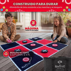 Swooc Games® - Juego Vintage Gigante de Damas y Tres en Raya 2 en 1 con Tapete (3 pies x 3 pies) - Lona 100% Lavable a Máquina - Juegos Gigantes al Aire Libre para Niños - Juego de Patio para Niños