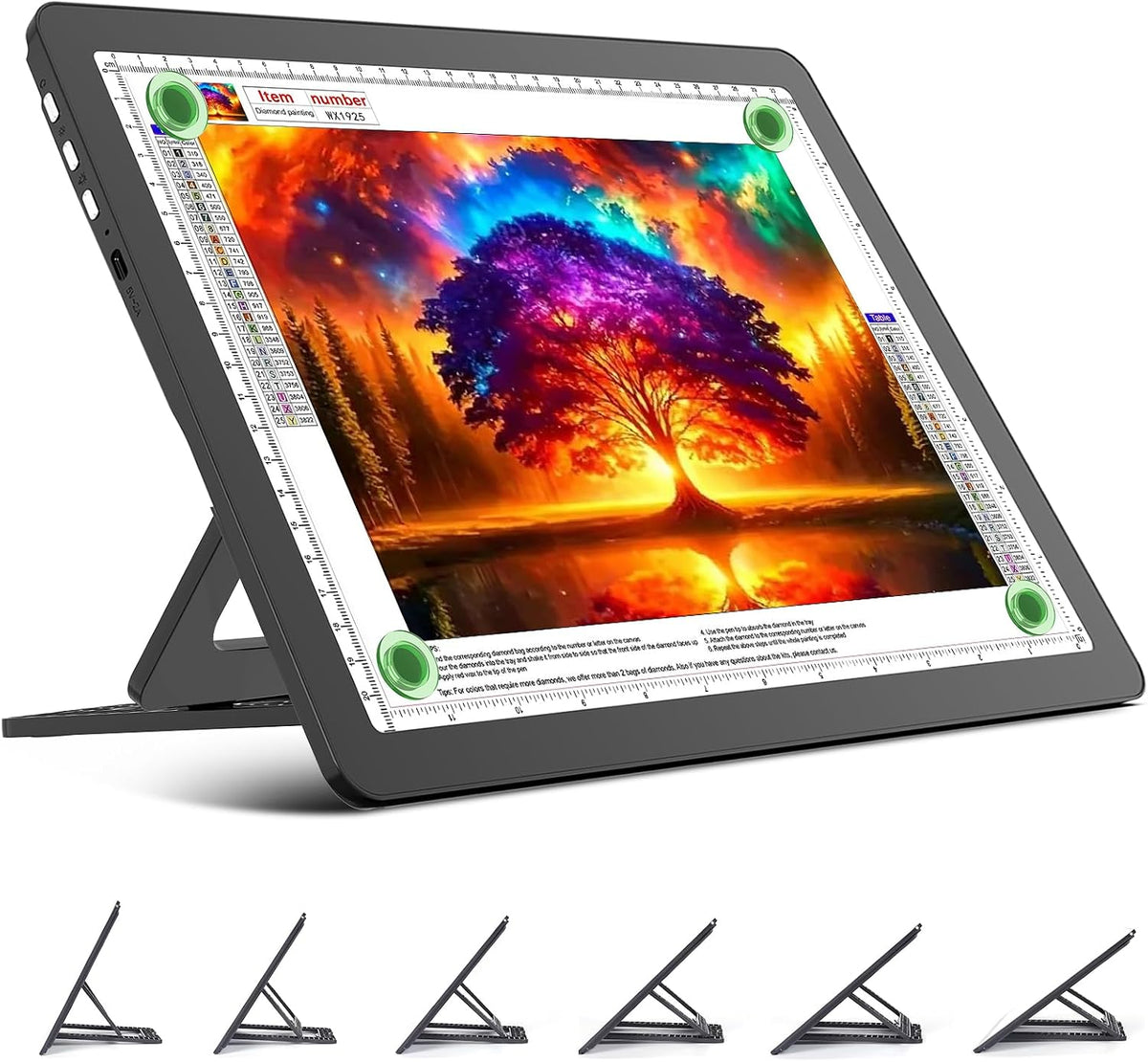 TOHETO Tablero de luz recargable A4 con soporte, almohadilla de luz magnética súper brillante con botones laterales, caja de luz inalámbrica para rastrear y dibujar