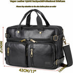 Maletín de cuero vegano para hombre, mochila híbrida de 17 pulgadas, bolsa de mensajero de negocios HB-22