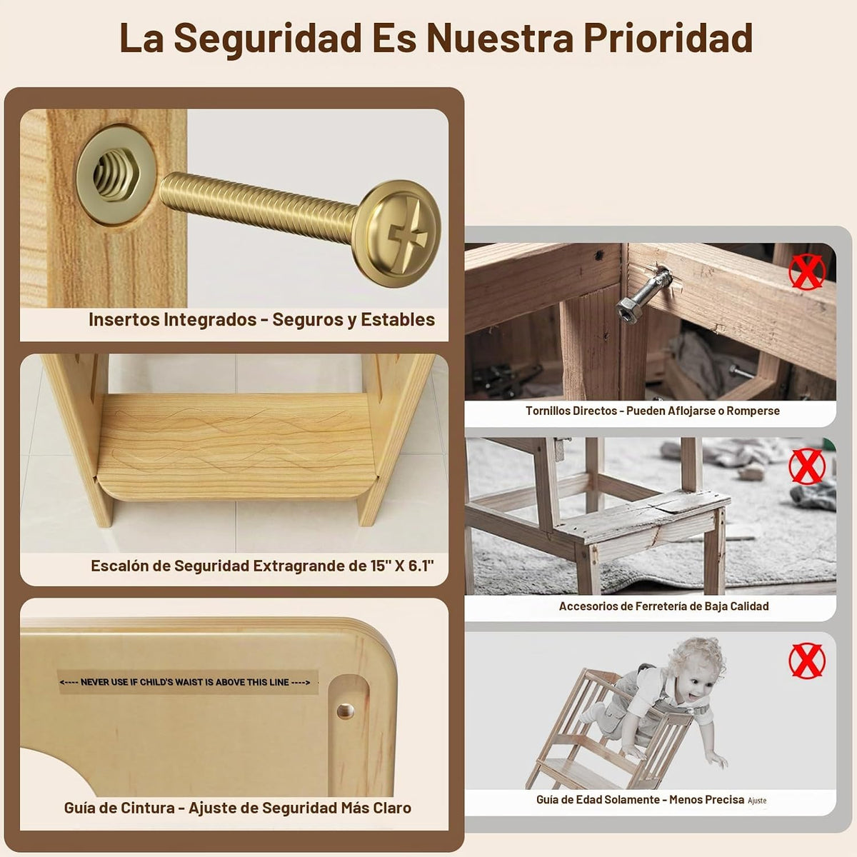 COSYLAND - Taburete de cocina ajustable para niños pequeños