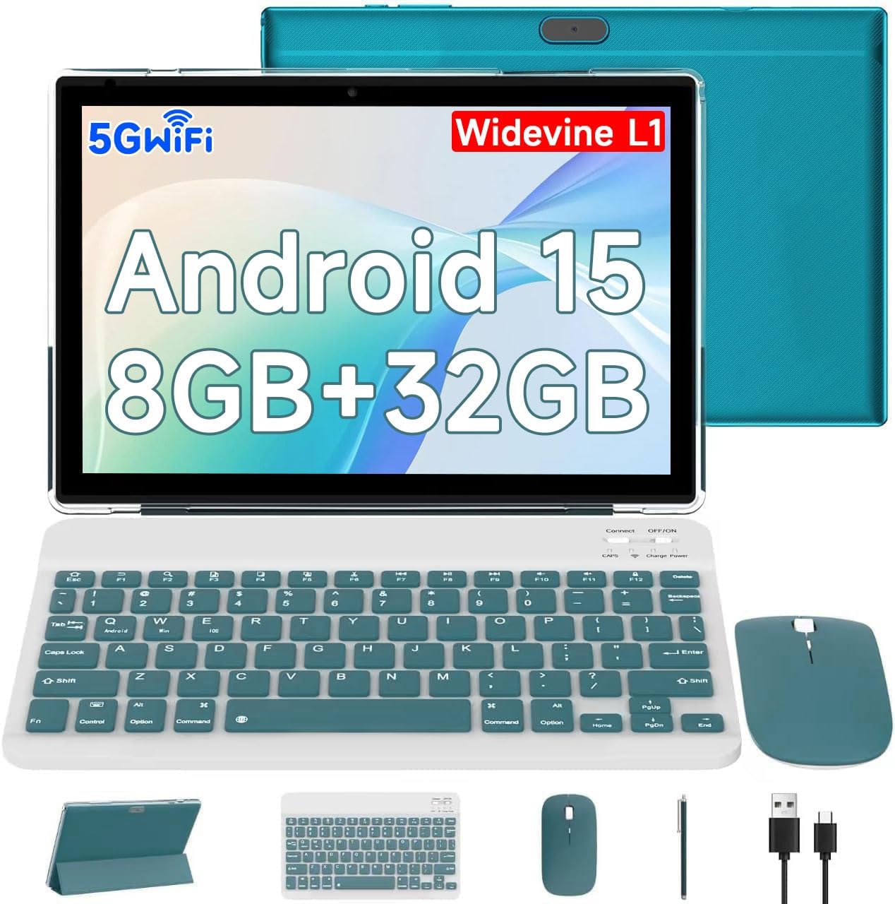 CUPEISI Tablet Android 15 de 10.1 pulgadas 2 en 1 tabletas con tecl...