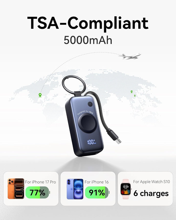 INIU Cargador Portátil 3 en 1, Banco de Energía de 5000mAh con Carg...