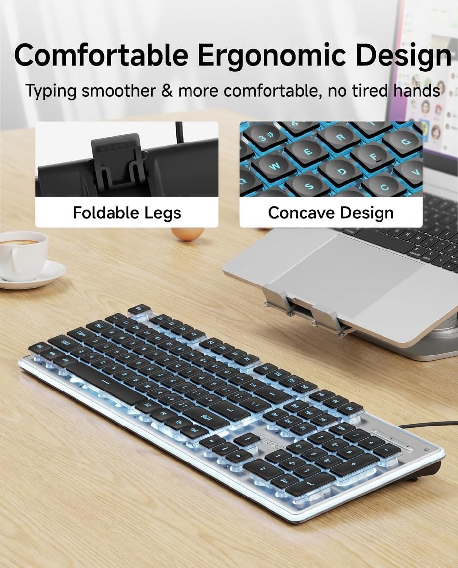 SEUNKWANG EWEADN GX710S - Teclado de computadora retroiluminado, te...