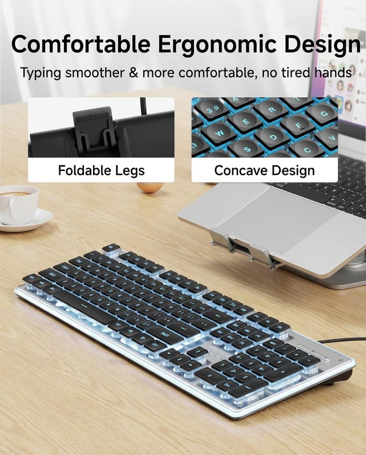 SEUNKWANG EWEADN GX710S - Teclado de computadora retroiluminado, te...
