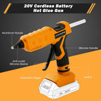 Pistola de pegamento caliente inalámbrica de 100 W para batería DeWalt de 20 V MAX (solo herramienta), pistola de pegamento inalámbrica de tamaño completo con 12 barras de pegamento (0.43 pulgadas) (11mm) para arte, manualidades, manualidades, reparación