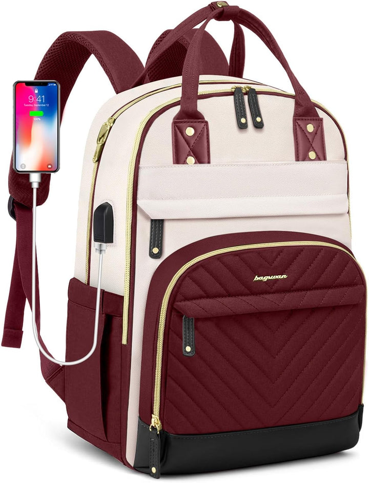 bagswan Mochila para laptop para mujer, 61-vino tinto, 15,6 pulg.,...