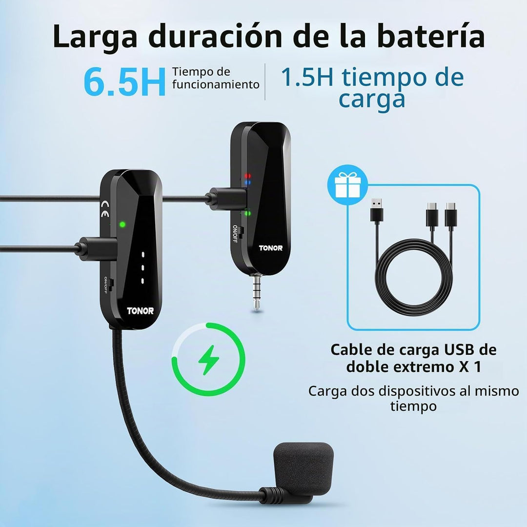 TONOR Micrófono de auriculares inalámbricos, sistema de micrófono U...