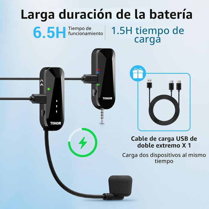 TONOR Micrófono de auriculares inalámbricos, sistema de micrófono U...