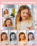 Lecran Cámara digital, FHD 1080P - Cámara de apuntar y disparar para niños, Rosa