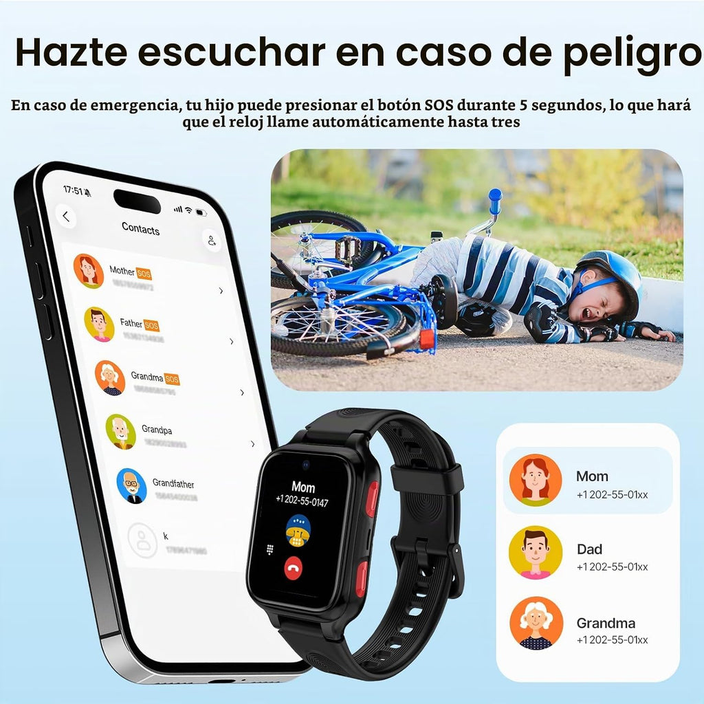Reloj inteligente K9 para niños, 4G AI reloj inteligente para niños con rastreador GPS, reloj de teléfono, videollamadas, AMOLED de 1.78 pulgadas, SOS, modo escolar, IP68 impermeable