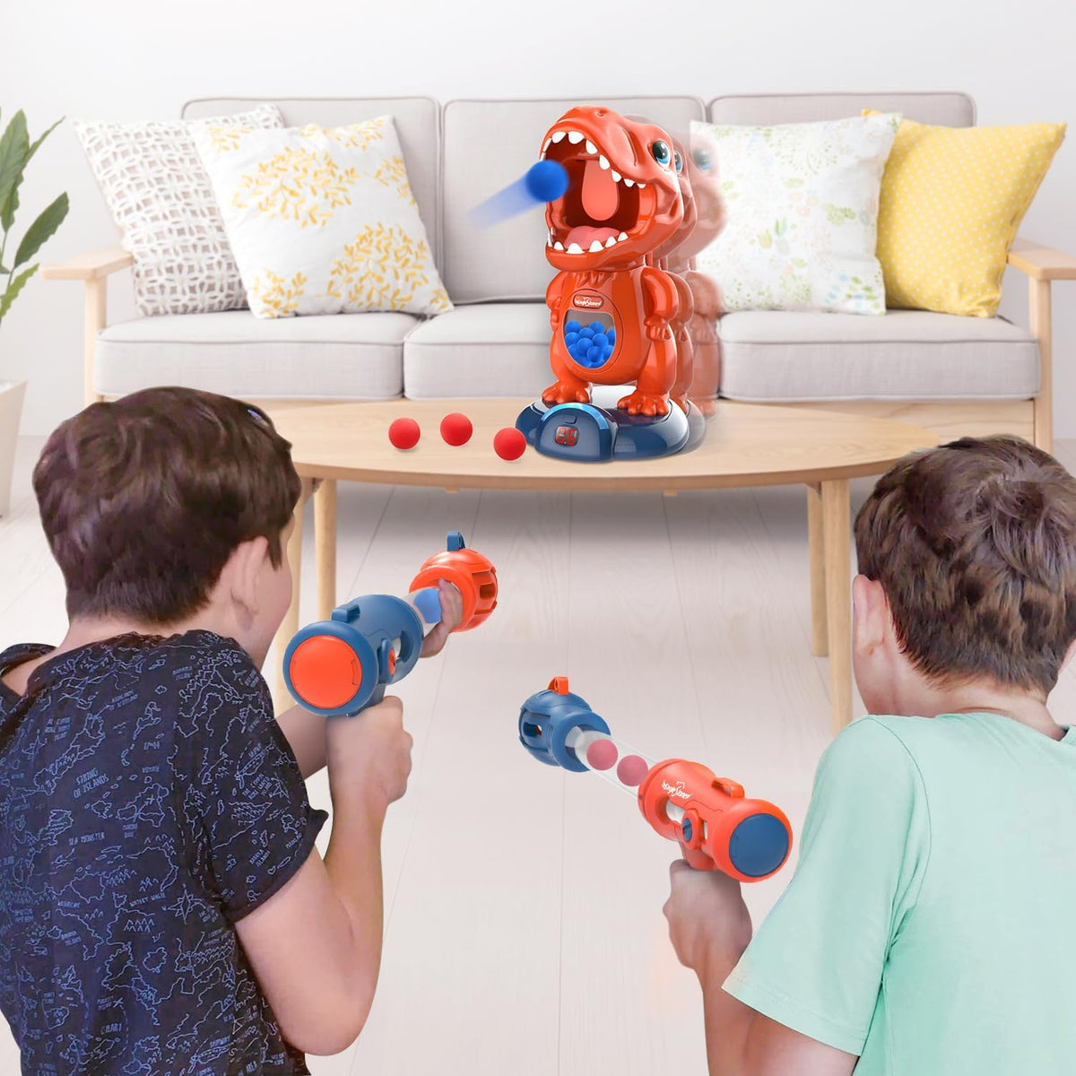 EagleStone - Juguete de disparo de dinosaurio movible para niños con 2