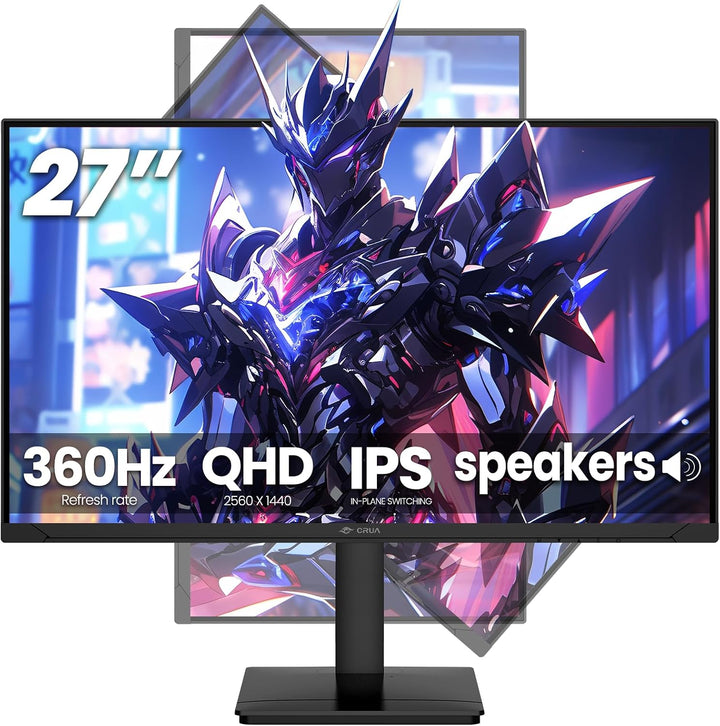 CRUA - Monitor para juegos QHD IPS de 27 pulgadas, 360 Hz, soporte...