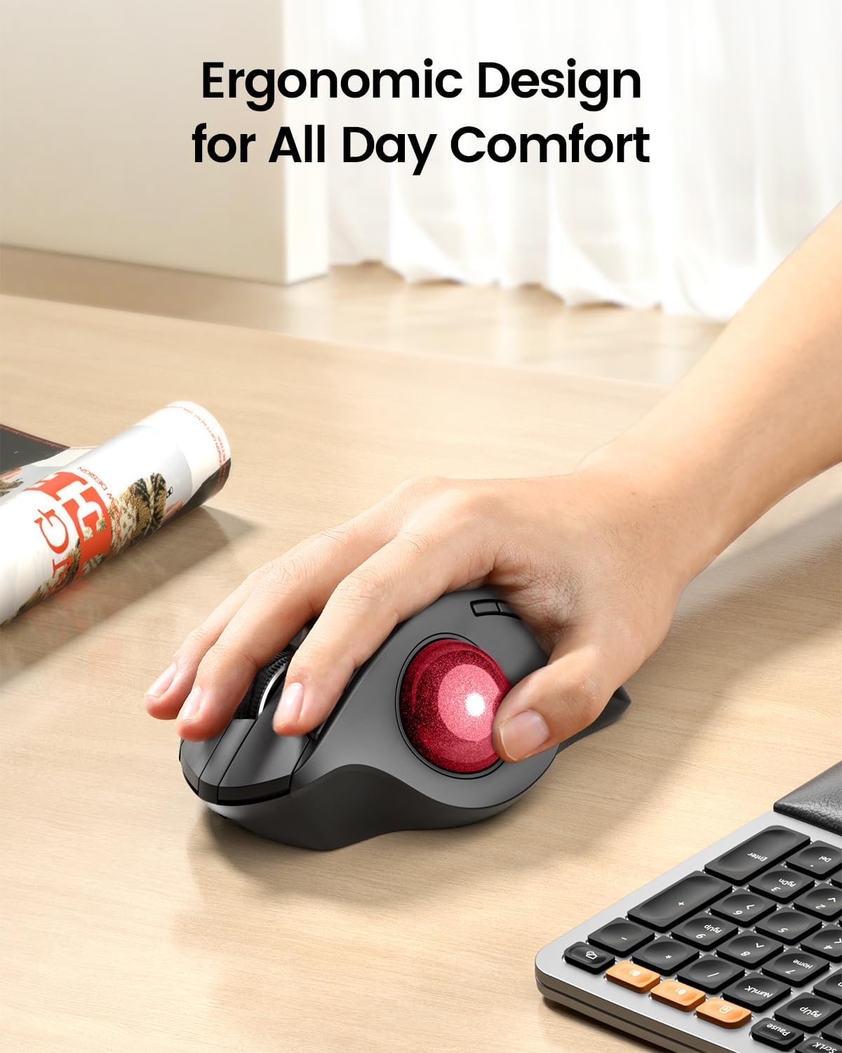 Ratón Trackball Inalámbrico ProtoArc, EM01 NL Ergonómico Bluetooth...