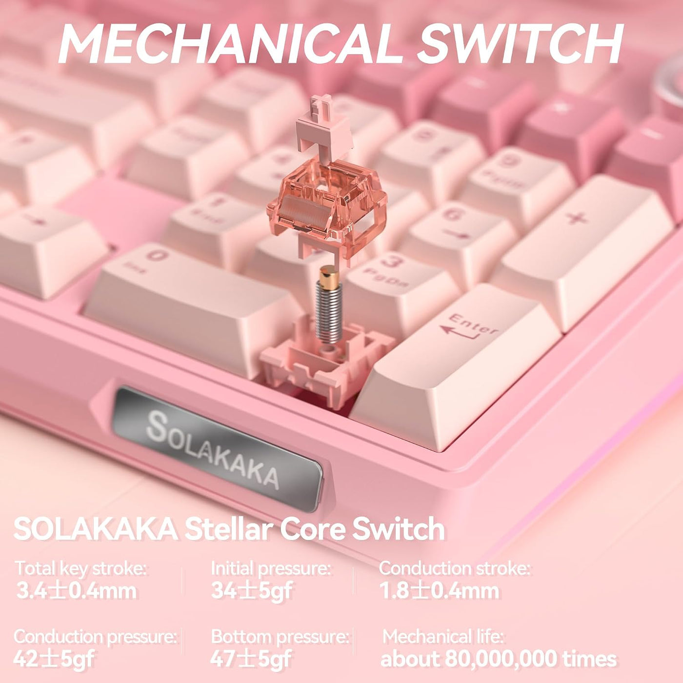 SOLAKAKA Teclado mecánico inalámbrico KI99 Pro 96% (rosa, interrupt...