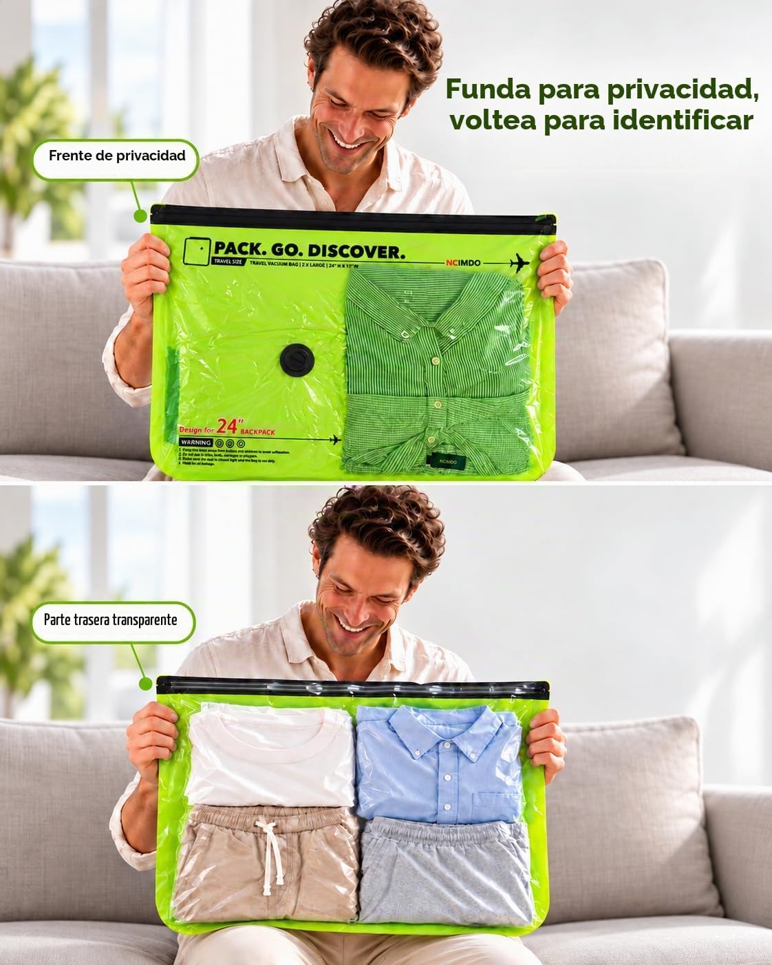Vacbird Bolsas de vacío codificadas por colores para viajes con bomba