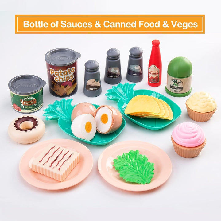 Juego de cocina de 80 piezas, cocina para niños pequeños con ollas,...
