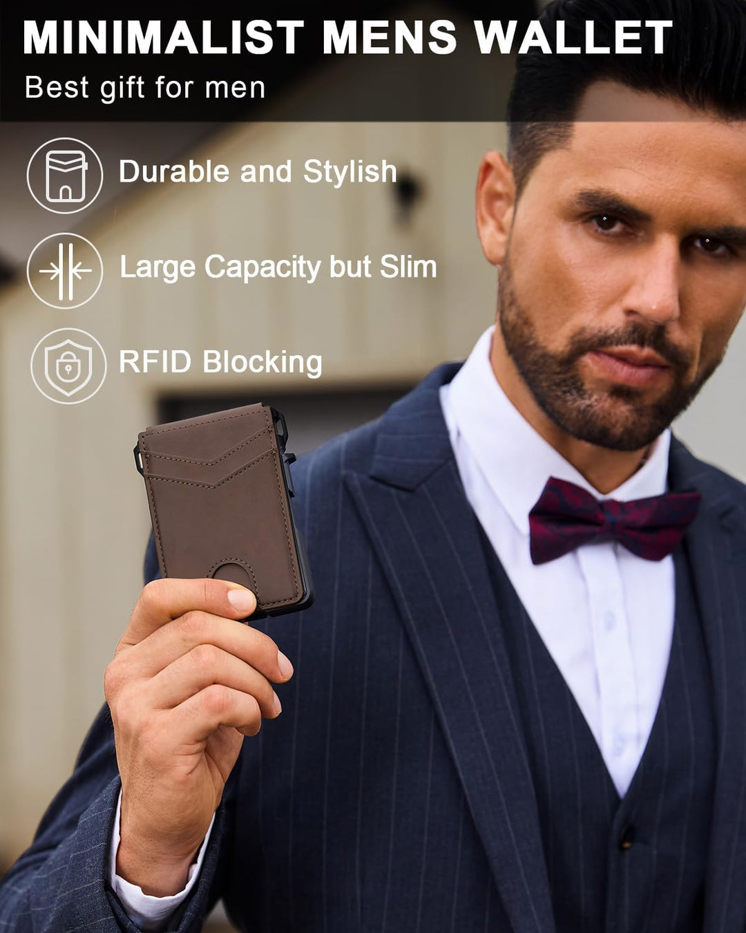 Cartera para hombres, cartera minimalista para hombres de 9-13 tarj...