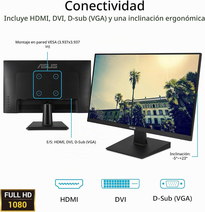 ASUS Monitor de escritorio de 24 pulgadas, 75 Hz, Full HD (1920 x 1...