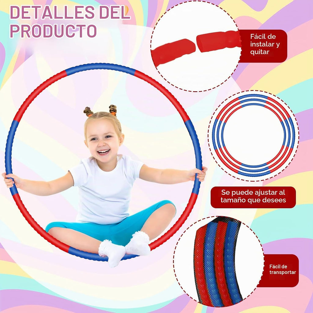 Halloscume 6 Piezas Aro de Ejercicio Desmontable Anillos de Fitness Ajustables Juguete de Plástico Aro de Fitness Juguetes de Patio Círculos de Colores para Juegos de Adolescentes Gimnasia Agilidad