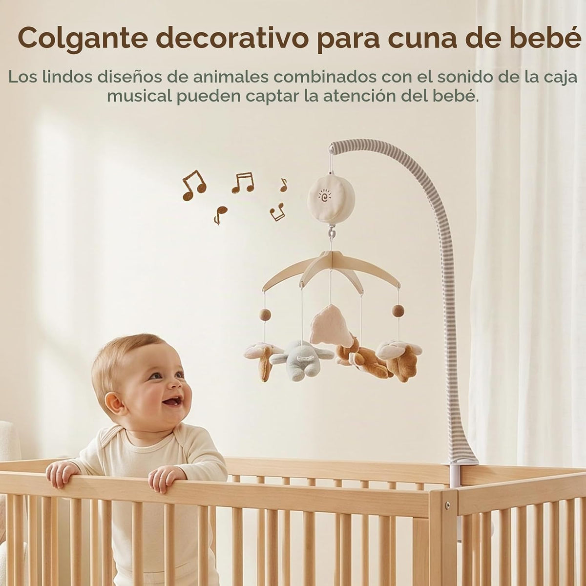 Móvil para cuna Safari Baby con caja de música y brazo móvil