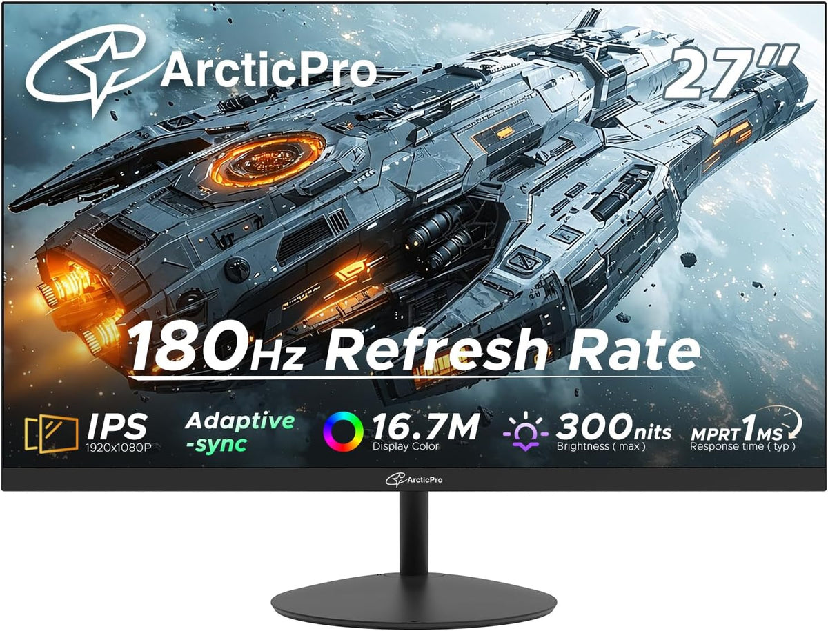ArcticPro Monitor para juegos de 27 pulgadas 180Hz, IPS rápido, mon...