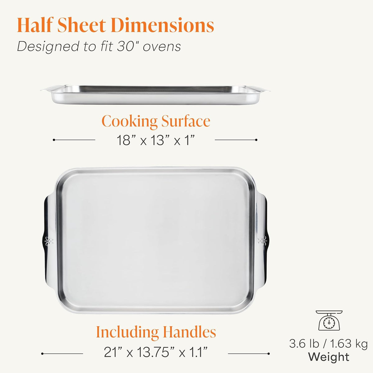 Hestan OvenBond - Bandeja de media hoja de acero inoxidable de tres capas