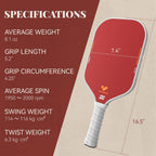 JOJOLEMON Paletas de pickleball, pala de fibra de carbono con un núcleo de polímero Shark Power de 0.63 pulgadas, las raquetas de pickleball diseñadas para un giro y consistencia definitivos
