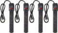 Amazon Basics 6-enchufe Protector contra Sobretensiones con 200J, Interruptor Automático, Cable de Extensión de 2 pies, Negro, 4-Pack