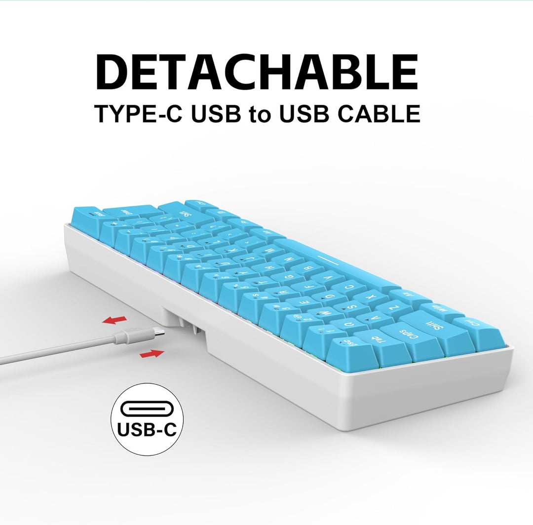 Snpurdiri Teclado para juegos 60% con cable, pequeño ultra compacto...