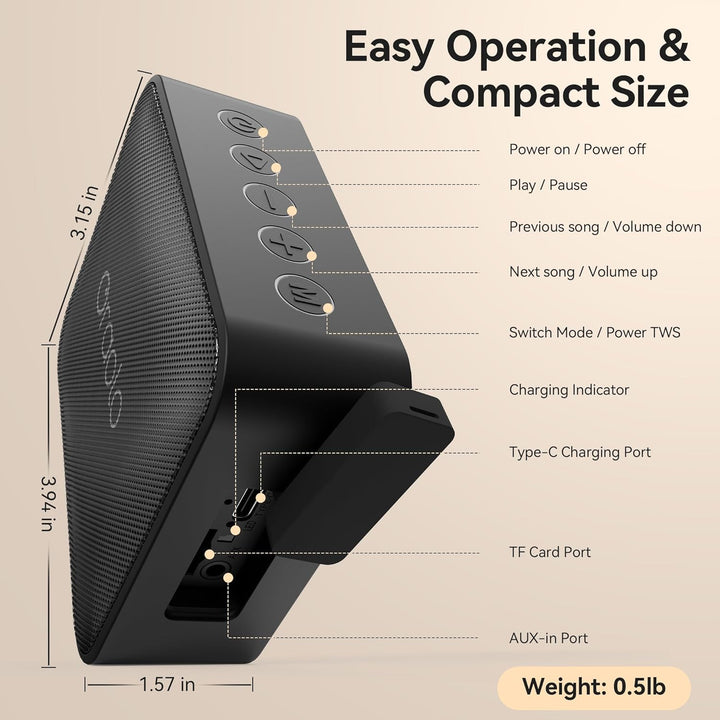 Oraolo Altavoz Bluetooth, IPX7 Portátil Impermeable con Sonido Esté...