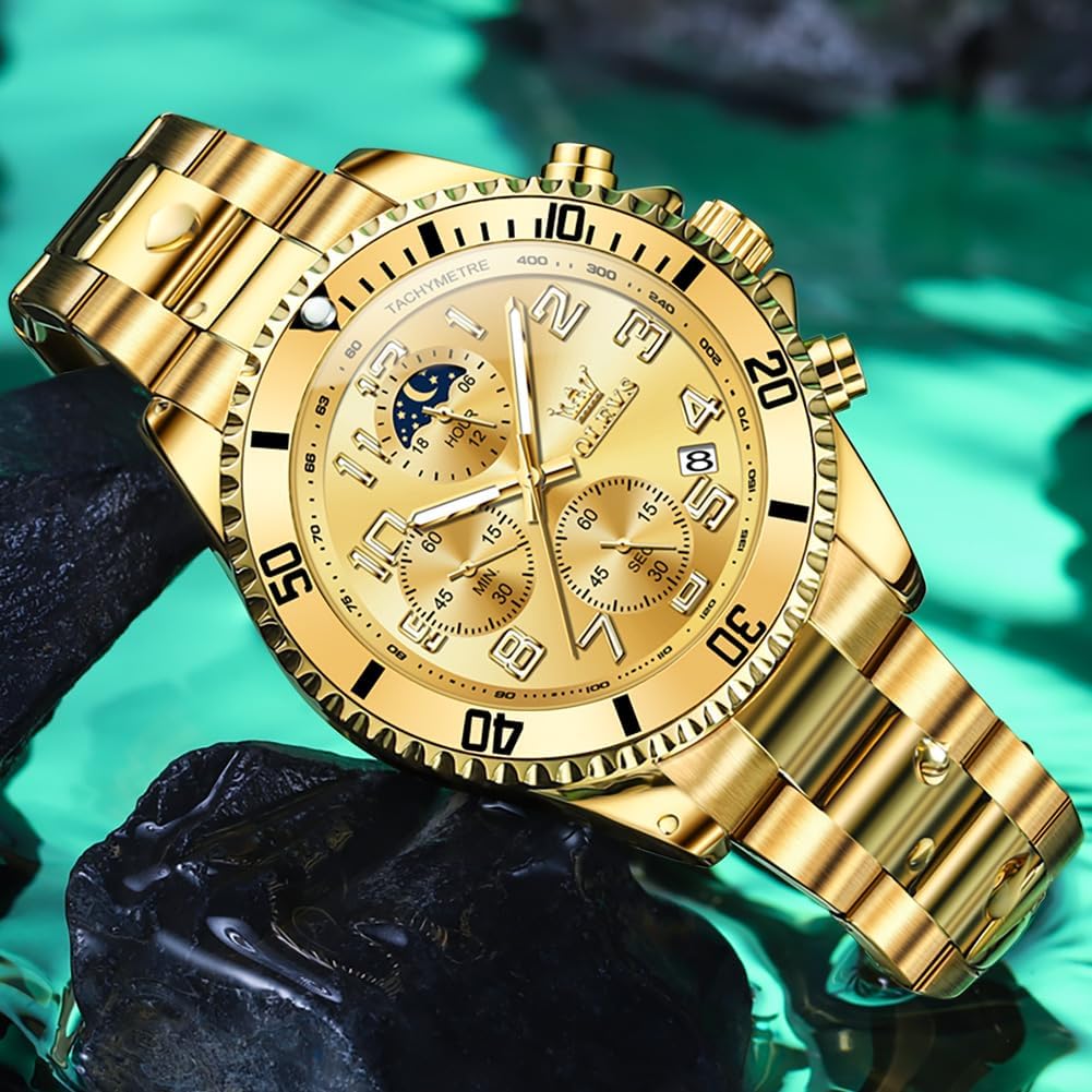 OLEVS Relojes para hombre, de cara grande, de acero inoxidable, resistente al agua, con fecha, analógicos, de cuarzo, modernos, de negocios, relojes de pulsera para hombre
