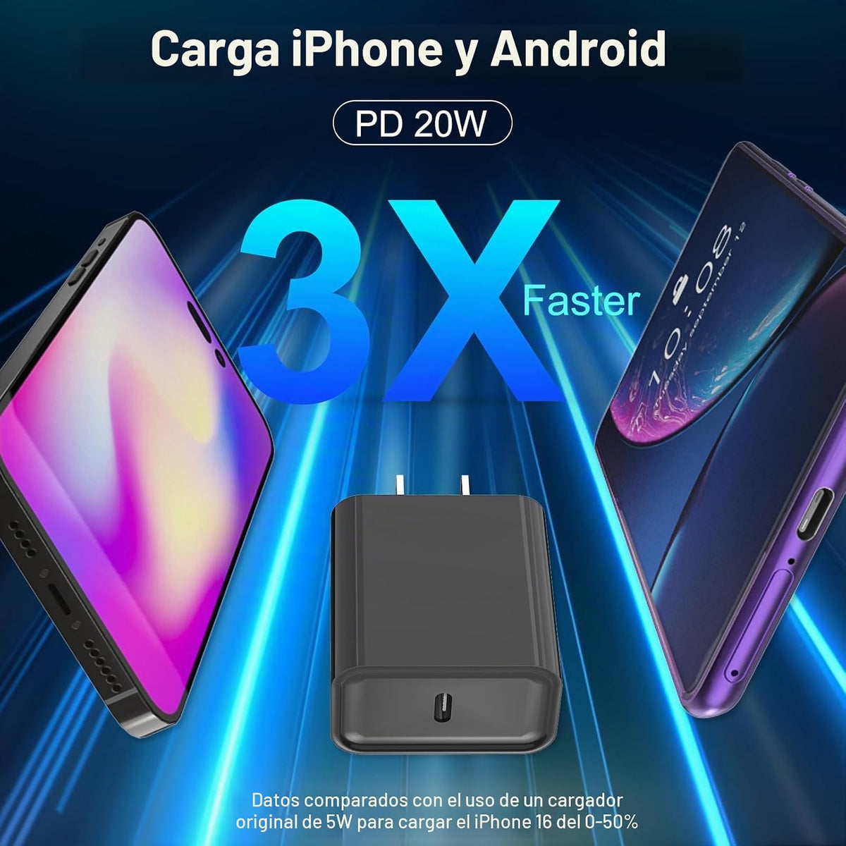 Cargador de carga rápida para iPhone 16 y 15, paquete de 3 cargadores USB C PD de 20 W con cable de 10 pies, cable USB C tipo C para iPhone 16/16 Plus/16 Pro/16 Pro Max/15/15 Pro/15 Pro Max