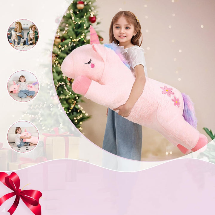 Tianmihou Lindo juguete de peluche gigante de unicornio rosa de 40...