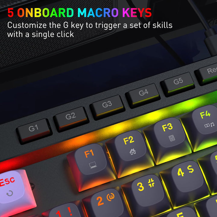 Redragon K580 HE - Teclado para juegos de disparo rápido, 100% 104...
