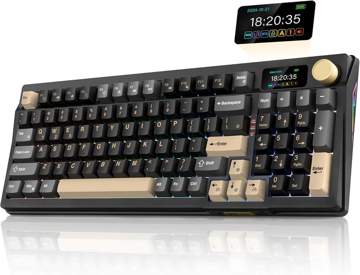 RedThunder Teclado mecánico inalámbrico K95, pantalla y perilla TFT...