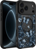 OOK Funda de teléfono floral con mariposas negras hecha para iPhone 18 Pro