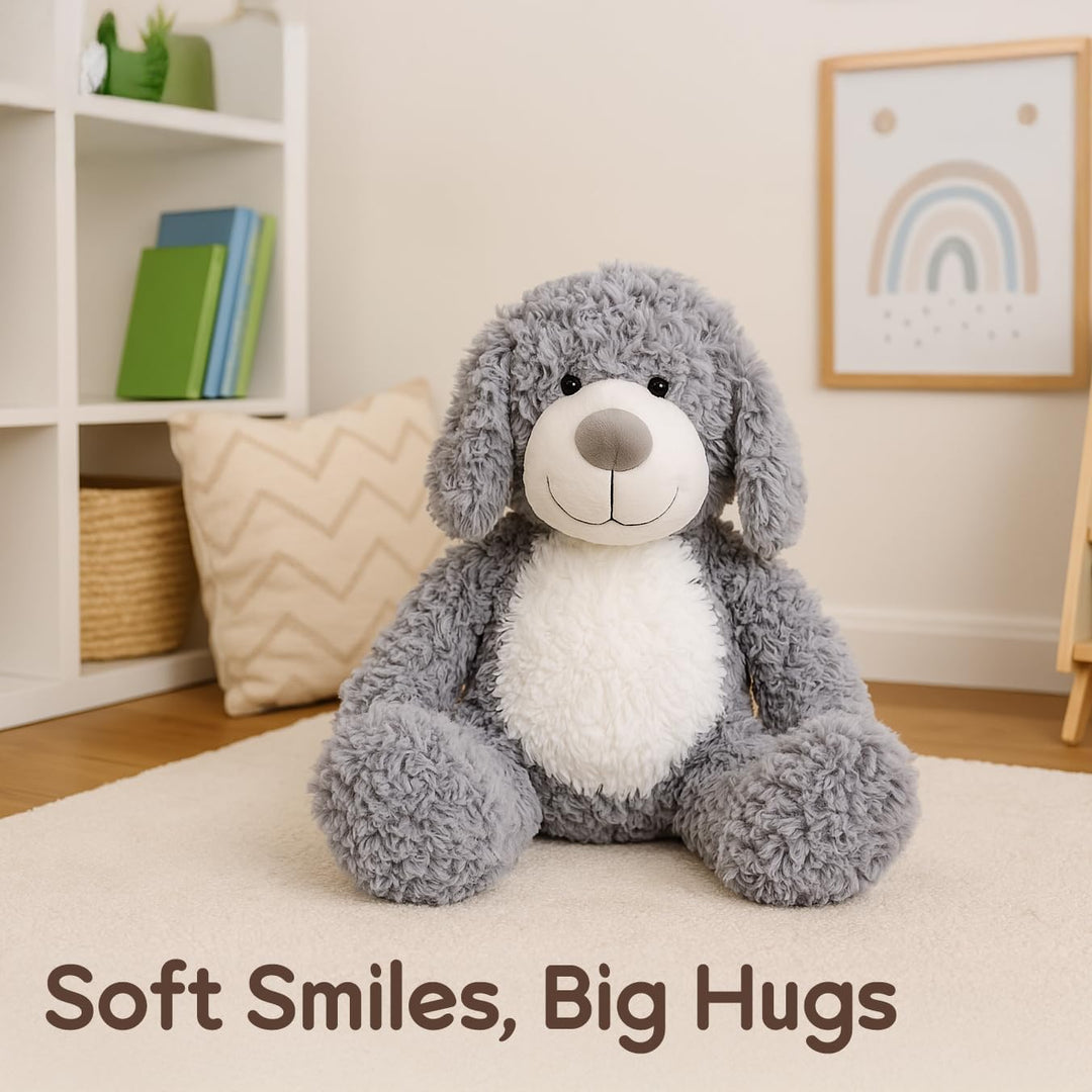 WEIGEDU Peluche de Cachorro Perro Gris Sonriente - Juguetes de Pelu...