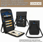 Cartera de cuello con bloqueo RFID, bolsa oculta para pasaporte de viaje, oculta debajo de la ropa, seguridad antirrobo, ajustable y ligera para vacaciones, aeropuertos, Negro, Bolsa de cuello