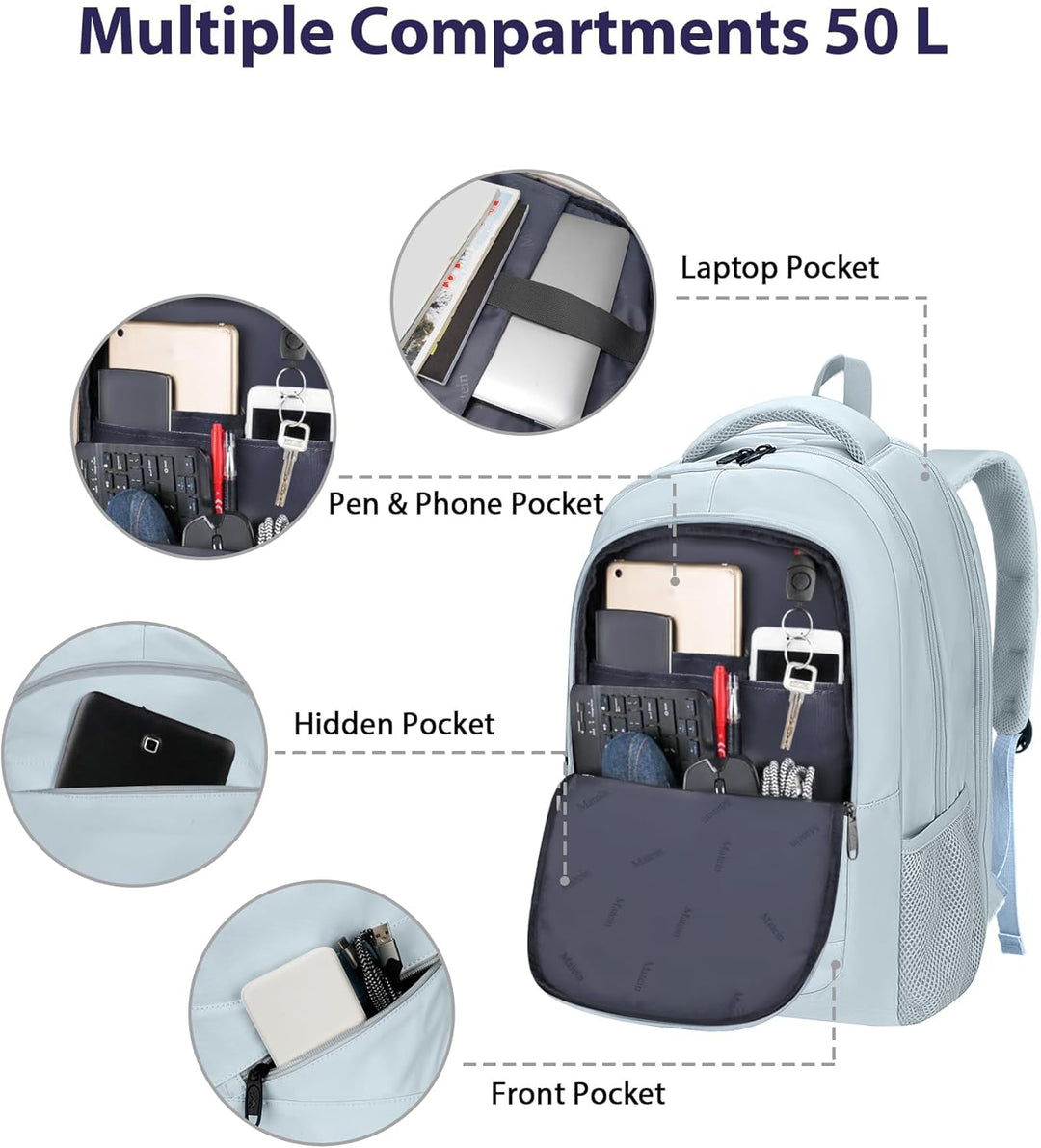 MATEIN - Mochila para portátil de 18 pulgadas para mujer, mochila d...