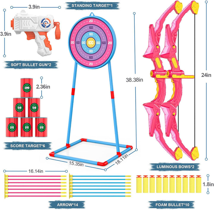 Paquete de 2 juegos de arco y flecha para niños, juego de juguetes...
