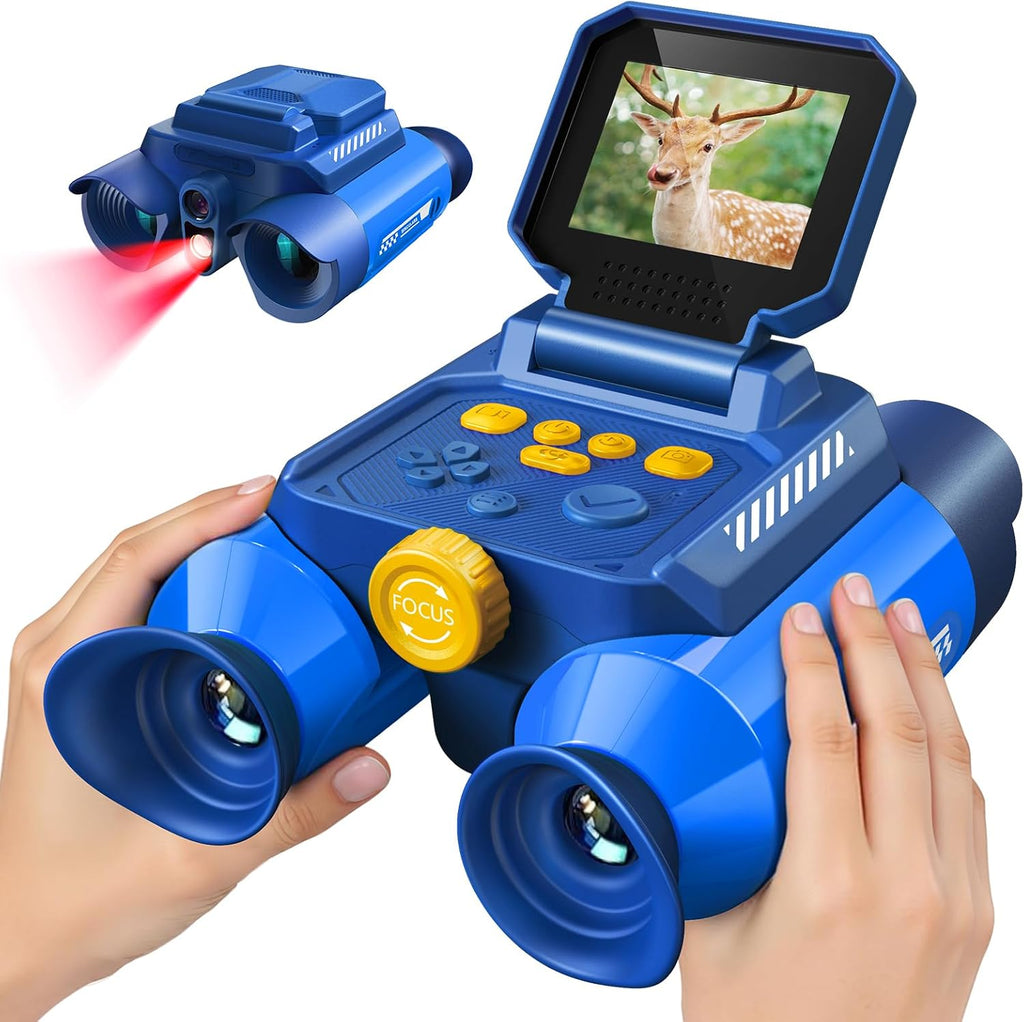 Binoculares para niños con cámara de visión nocturna, telescopio para niños, zoom óptico 10X, telescopio de aventuras mágicas, juguetes de telescopio, regalos para niños y niñas de 3, 4, 5, 6