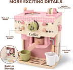 Dreamon Cafetera de juguete, accesorios de cocina de madera para niños