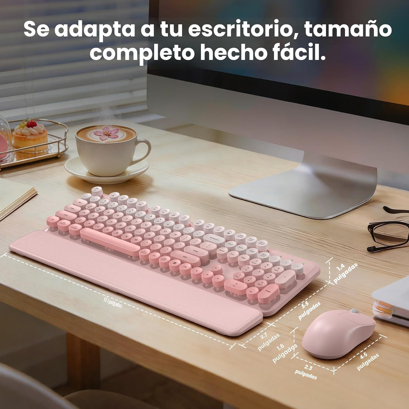 Combo de teclado y mouse inalámbricos, reposamuñecas magnético suav...