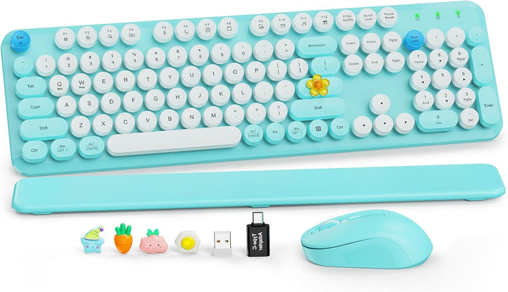 Combo de teclado y ratón inalámbricos, teclado de máquina de escrib...