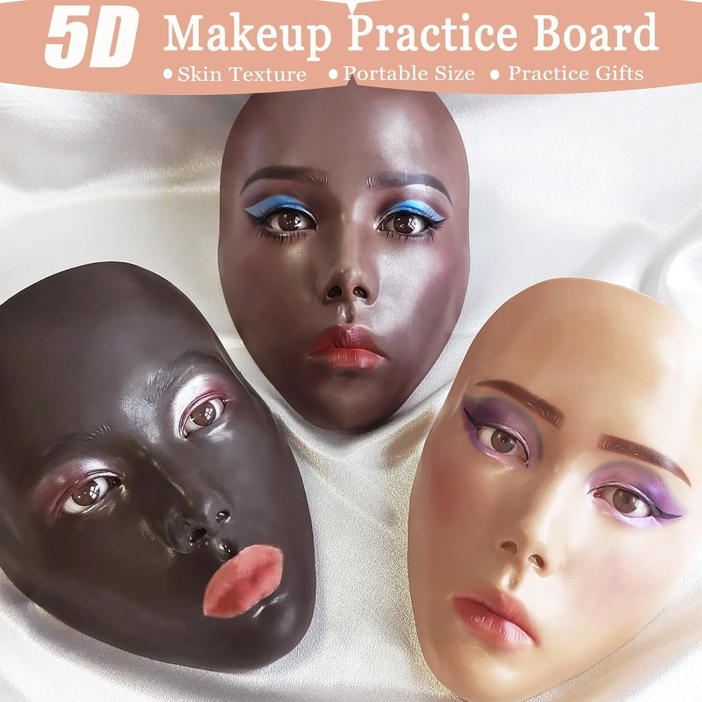 Banugo Cara de maniquí de maquillaje, cabeza de silicona con kit de...